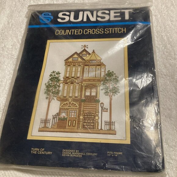 Dimensions Other - NEW Sunset 2945 Turn of CENTURY 11x14 VTG Counted Cross-Stitch Kit USA